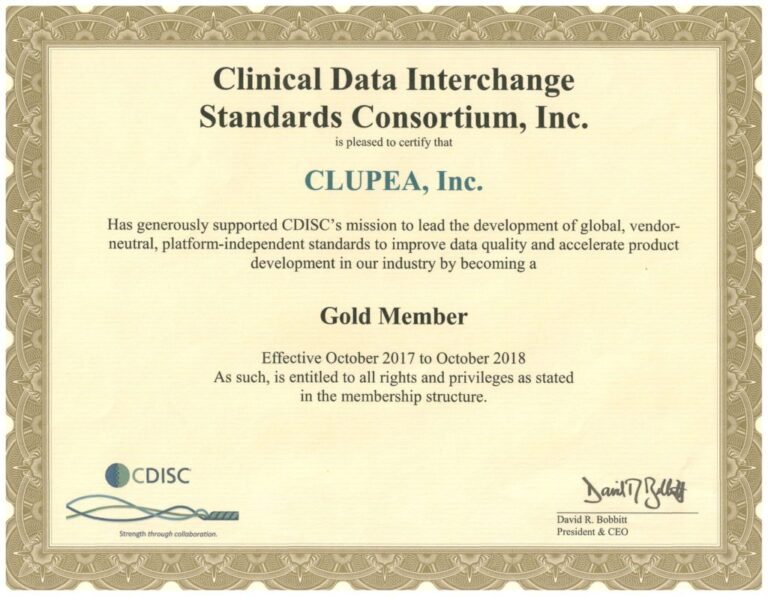 클루피, CDISC GOLD MEMBER 획득